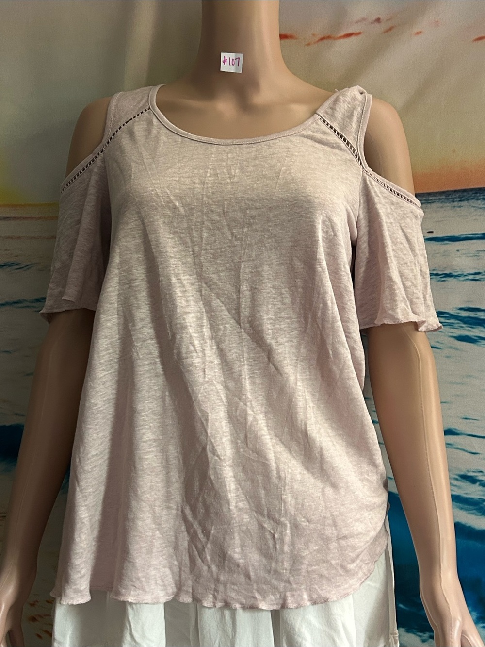 Lucy & Laurel Women’s Cold-Shoulder Light Pink Top SM NWT